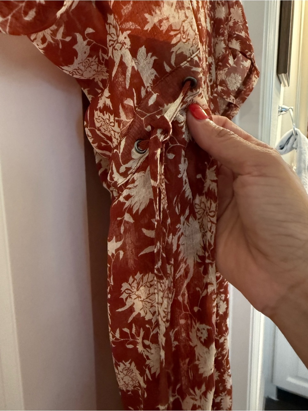 Women's Rag & Bone Elysse Midi Dress in Rust Floral Chiffon Size Small - Picture 8 of 13